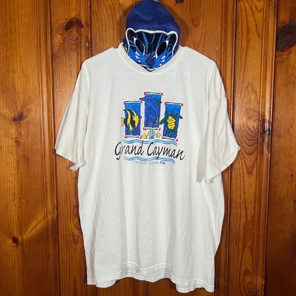 Gildan XL Y2K T-Shirt White Grand Cayman Cruise